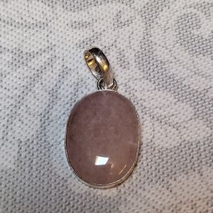 Natural Pink Rose Quartz Handmade 925 Sterling Silver Pendant